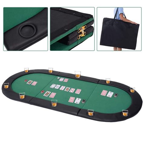 Best folding poker table top  Rubber lined cup holders protect the wood furniture finish